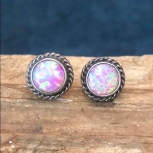 RB Hallmarked Sterling & Opal Earrings